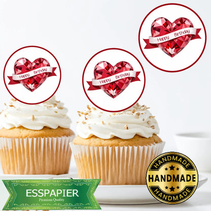 Muffin Aufleger Happy Birthday mit Herz - Funny Bake