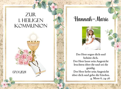 Tortenaufleger Kommunion romantisch in rosa - Funny Bake