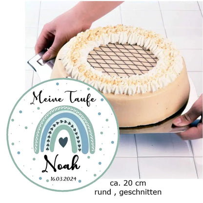 Tortenaufleger-essbar-Oblate-türkis-mint-eukalyptus-Regenbogen