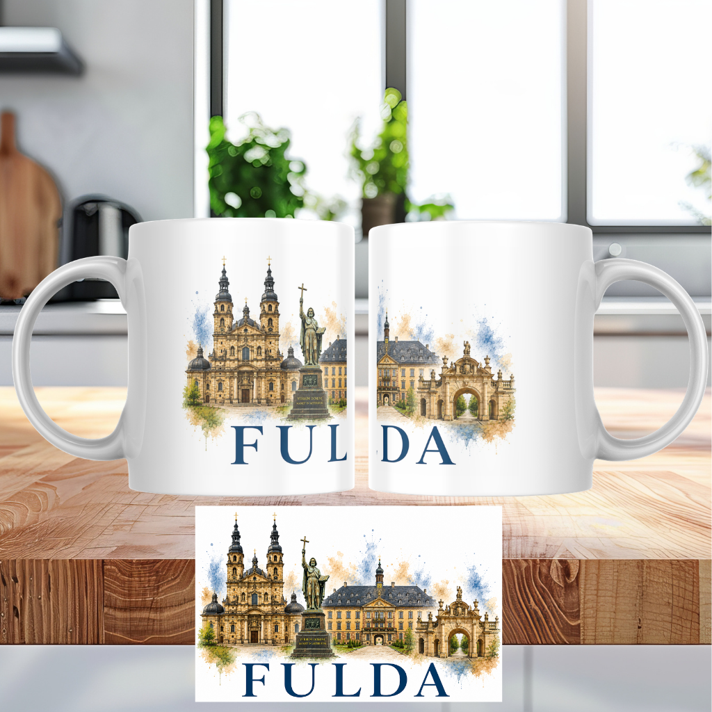 Tasse Fulda Souvenir – Dom, Stadtschloss & Bonifatiusstatue