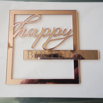 Tortenstecker Happy Birthday, eckig, rose - Funny Bake