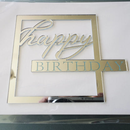 Torten-Kuchen-Stecker-eckig-silber-happy-Birthday-seitlich-montiert