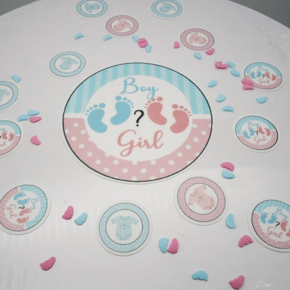 Gender-reveal-essbar-tortendeko-rosa-blau-baby-party-Aufleger