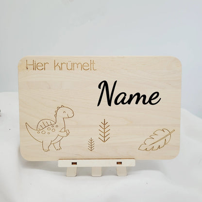 Frühstücksbrett  Dino mit Name - Funny Bake
