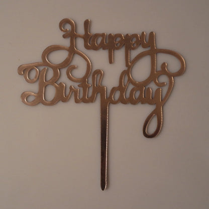 Tortenstecker "Happy Birthday" rose,  einfach - Funny Bake