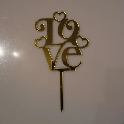 Tortenstecker "LOVE" gold mit Herzen - Funny Bake