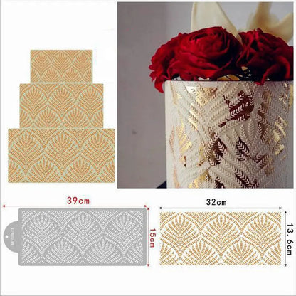 Schablone-Kuchen-Muster-Fächer-Torte-Boho-Goldfarbe