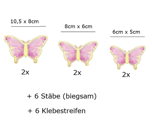 Papierstecker-Set Schmetterlinge rosa gold