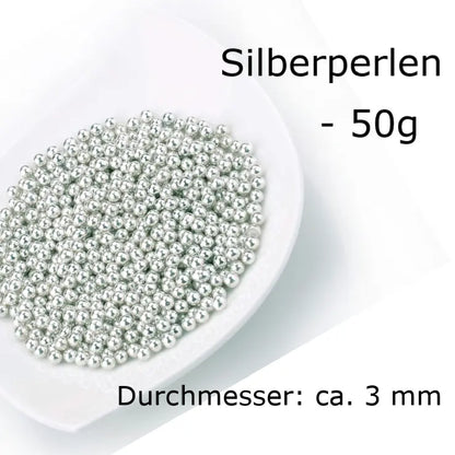 Silberperlen 50g ca. 3mm - Funny Bake