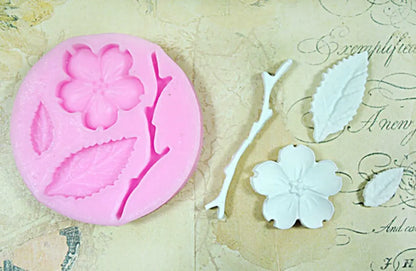 Silikonform Kirschblüte Blume Blatt Stiel - Funny Bake