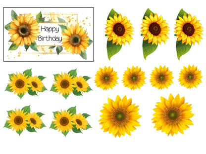 Tortenset Sonnenblumen Happy Birthday - Funny Bake