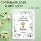 a4 großer essbarer  tortenaufleger mit eukalyptus kreuz zur Kommunion. name und kommuniondatum  personalisiert.Esspapier oder Zuckerpapier wählbar