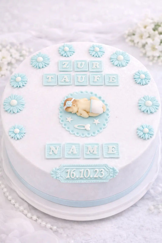 Komplettset Baby auf Decke – essbare Tortendekoration zur Taufe Funny Bake