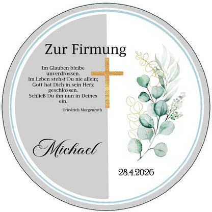 Tortenaufleger Firmung Eukalyptus Kreuz - Funny Bake