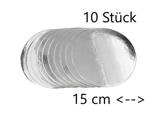 Tortenunterlage 15cm rund silber 10Stück