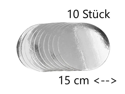 Tortenunterlage 15cm rund silber 10Stück - Funny Bake