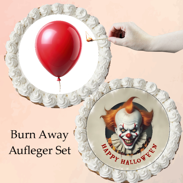 Burn-Away-Cake Aufleger Halloween Ballon&Clown