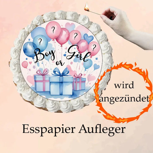 Tortenaufleger Burn Away Gender Reveal Girl Funnybake.de
