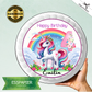 Tortenaufleger Einhorn mit Regenbogen Happy Birthday