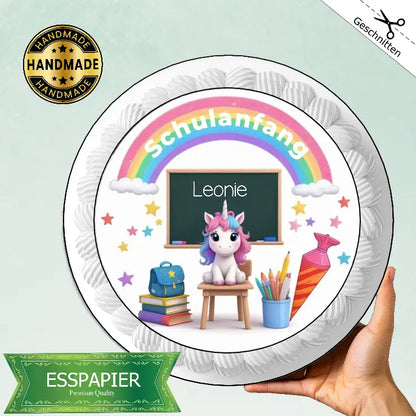 Tortenaufleger Schulanfang Einhorn - Funny Bake