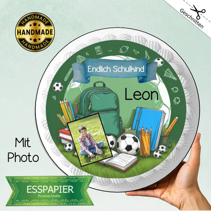 Tortenaufleger Einschulung Fußball  mit Photo - Funny Bake