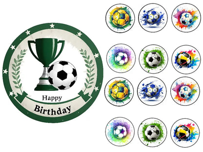Tortenaufleger+Muffin Aufleger Fußball Happy Birthday - Funny Bake