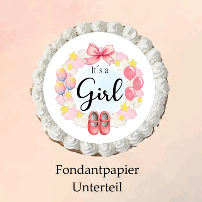 Tortenaufleger Burn Away Gender Reveal Girl Funnybake.de