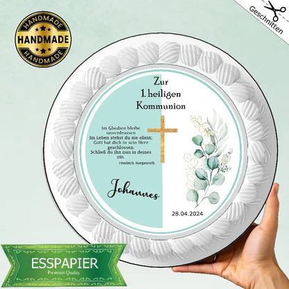 Tortenaufleger Kommunion mintgrün - Funny Bake