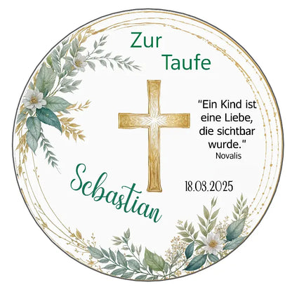 Tortenaufleger "Zur Taufe" in gold und grün - Funny Bake