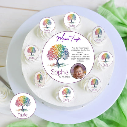 Tortenaufleger Set Taufe mit Lebensbaum - Funny Bake