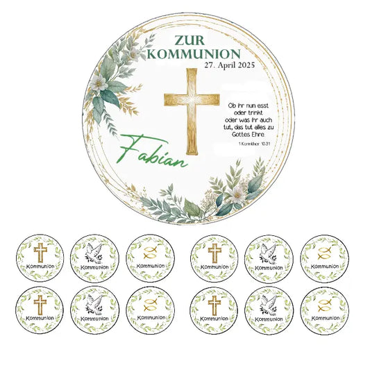 Kommunion Tortenaufleger+12x Muffin - Funny Bake