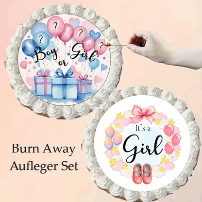 Tortenaufleger Burn Away Gender Reveal Girl Funnybake.de