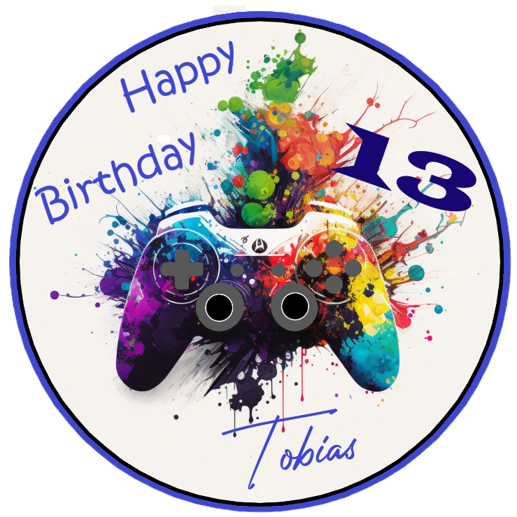 Tortenaufleger Happy Birthday Teenager Gamer