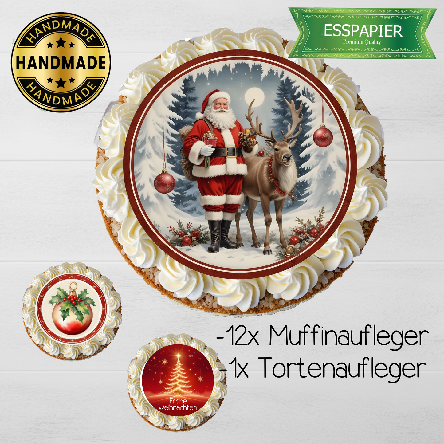 Tortenaufleger u. Muffinaufleger Weihnachtsmann