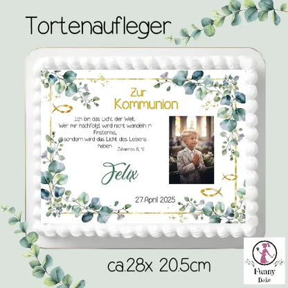 Tortenaufleger Kommunion mit Bild - Funny Bake