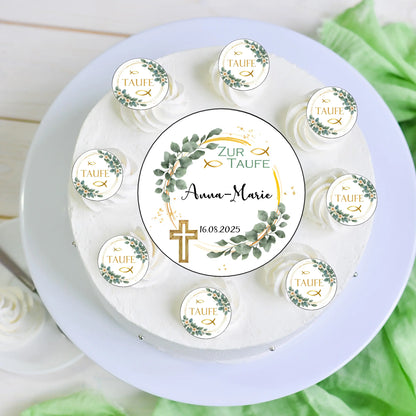 Tortenaufleger Set Taufe Kreuz und Fisch - Funny Bake