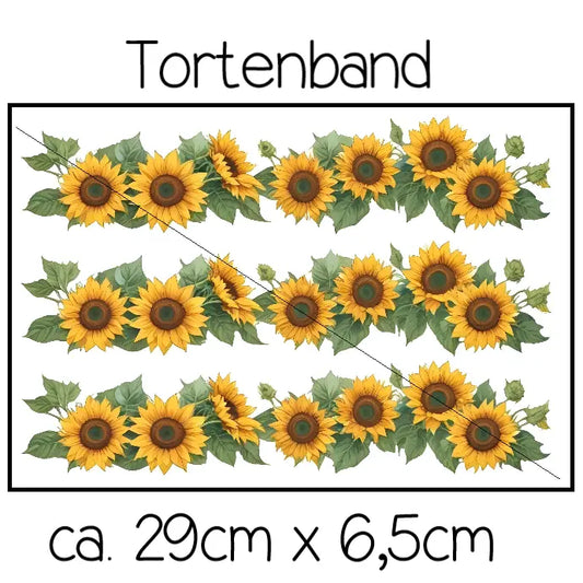 Tortenband Sonnenblumen mit grün - Funny Bake