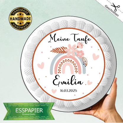 Meine Taufe Regenbogen - Boho orange - Funny Bake