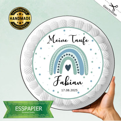 Tortenaufleger Regenbogen türkis / Mint - Funny Bake