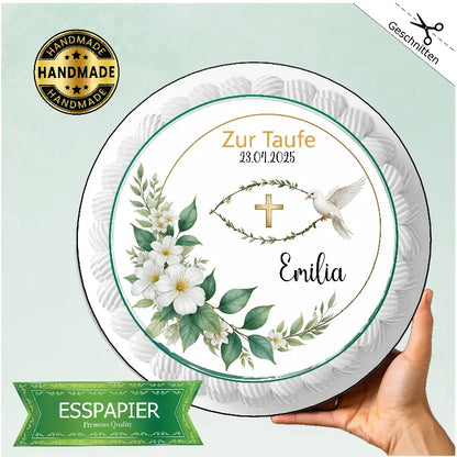 Tortenaufleger "Zur Taufe" mit Taube - Funny Bake