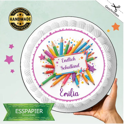 Tortenaufleger zur Einschulung mit Stiften - Funny Bake