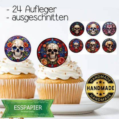 Muffin Aufleger Halloween Totenköpfe "Sugar Skulls" - Funny Bake