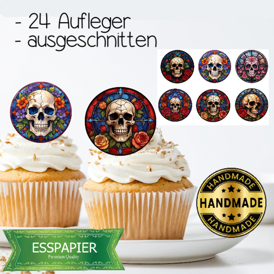 Muffin Aufleger Halloween Totenköpfe "Sugar Skulls"