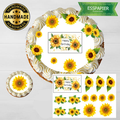 Tortenset Sonnenblumen Happy Birthday - Funny Bake