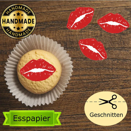 Essbare  rote Lippen aus Esspapier. - Funny Bake