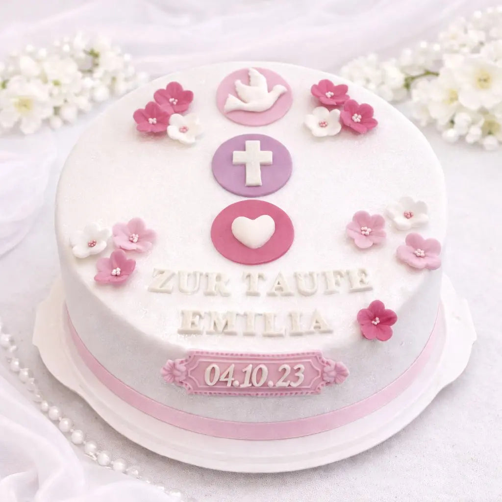 Komplett-Set Tortendeko zur Taufe christliche Symbole +1 Vorname Funny Bake