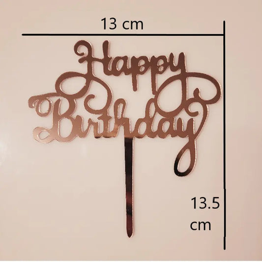 Tortenstecker "Happy Birthday" rose,  einfach - Funny Bake