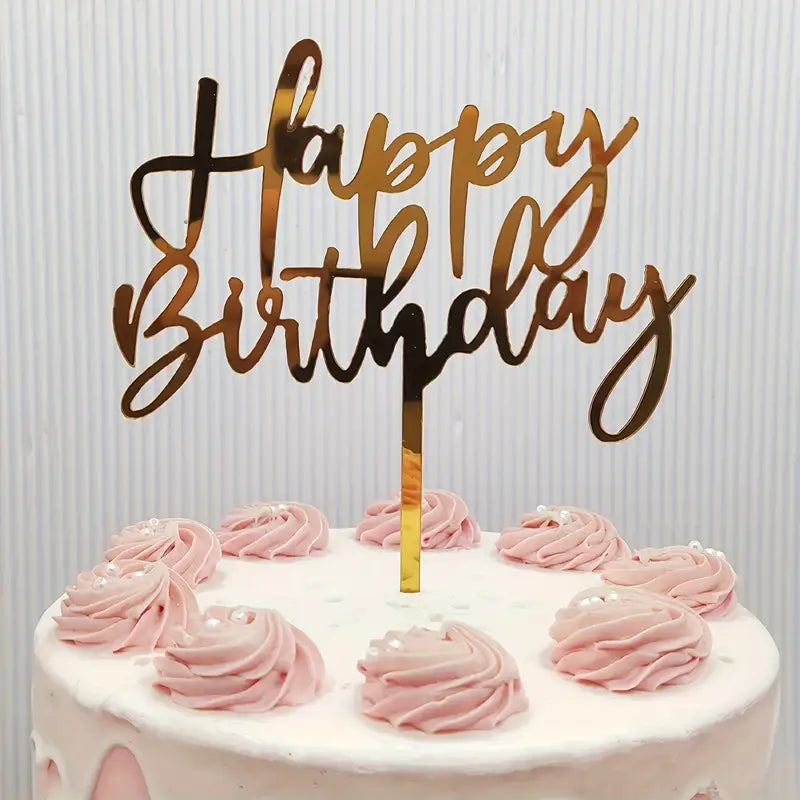 Tortenstecker gold -Happy Birthday-