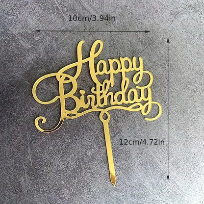 Tortenstecker - Happy Birthday -gold - Funny Bake