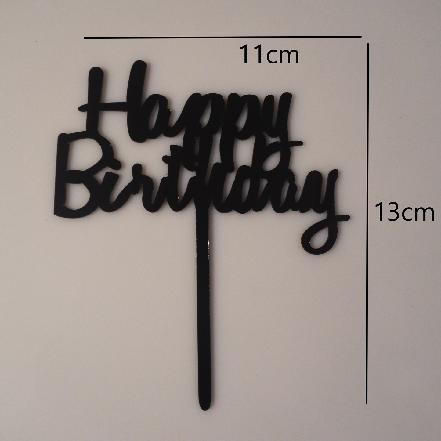 Tortenstecker "Happy Birthday" schwarz einfach